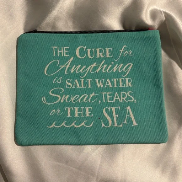 Beach Quote Zipper Pouch Cosmetic‎ Bag Aqua Travel Makeup Bag