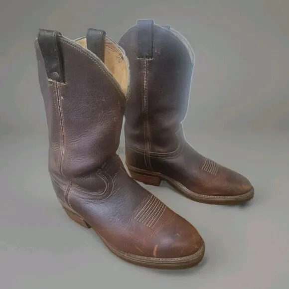 CHIPPEWA 20012 Brown Cowboy Western Boots Size 10EE Made in USA Vibram