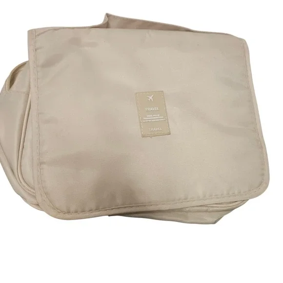 Hanging Travel Toiletry Bag‎ Cosmetic Organizer Makeup Case Beige