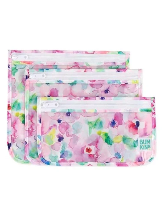TSA Approved Clear Toiletry Travel Bags Set of 3 Quart Size Zip Pouch Floral Kit
