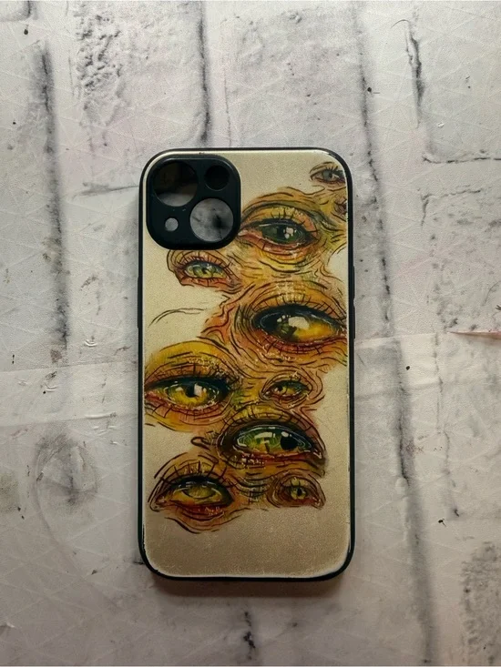 SHEIN Yellow Green Multi-Eye Graphic Phone Case