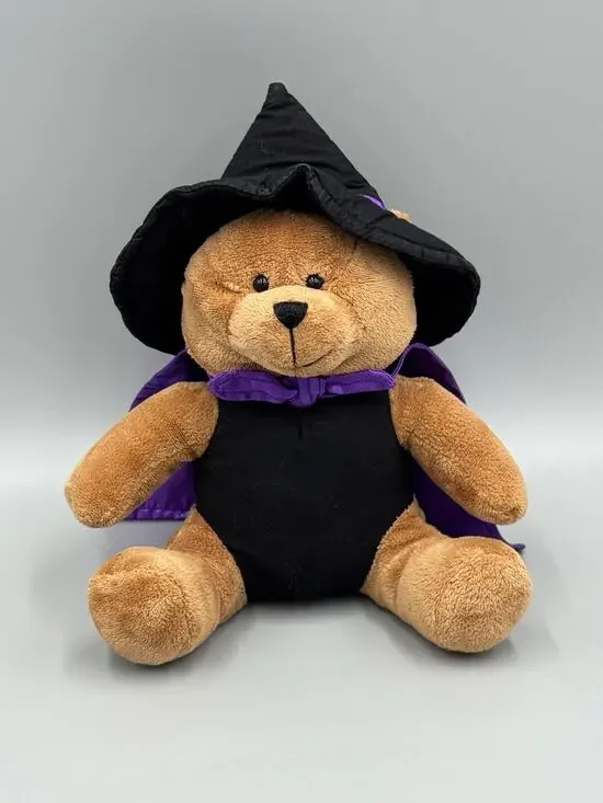 Hallmark Witch Bear Plush 8” Stuffed Animal Wearing Halloween Purple Cape