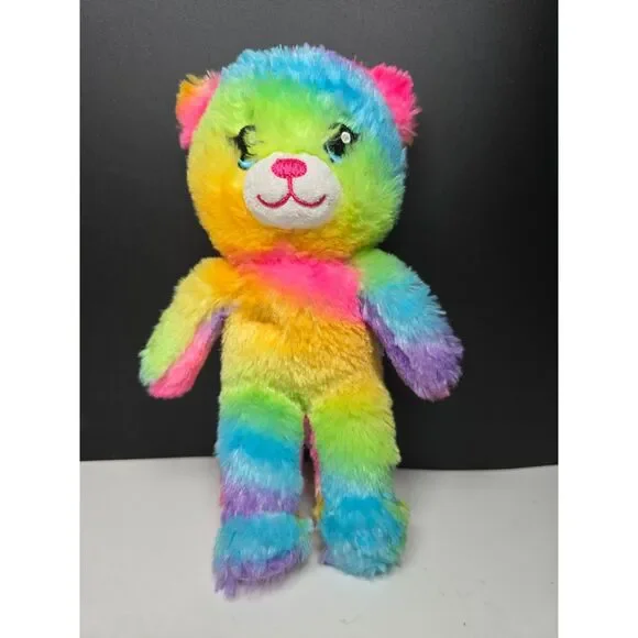 Build-A-Bear Small Fry Mini Rainbow Bear Plush 9” Neon Tie Dye Stuffed Animal