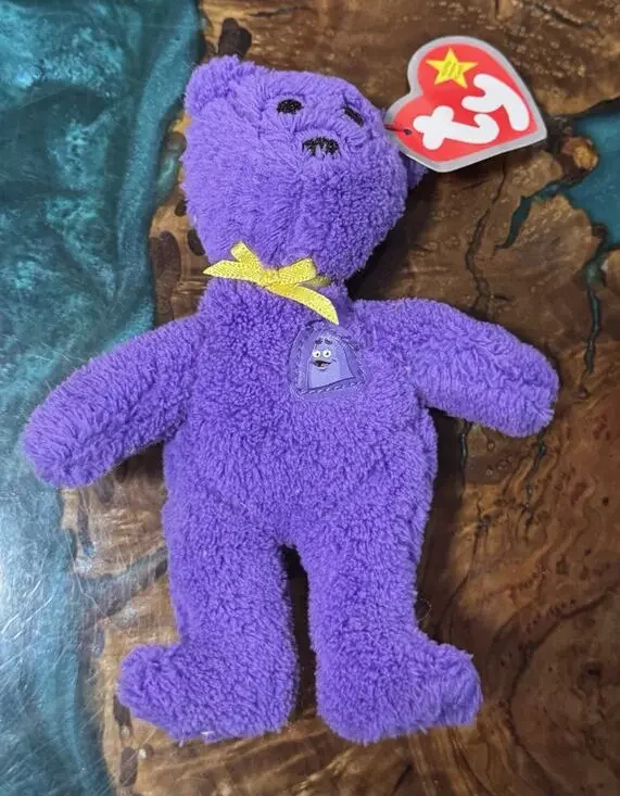 2004 Ty Teenie Beanie Babies Happy Meal Grimace The Bear McDonald 25th