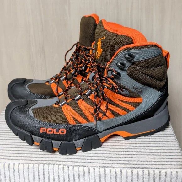 Polo‎ Ralph Lauren Canterwood Upper Hiking Boots Mens 10 Brown Orange Gore-Tex