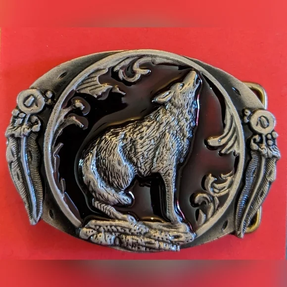 Western Howling Wolf Belt Buckle Silver Tone Rustic Cowboy Biker Gothic T3MISB6D