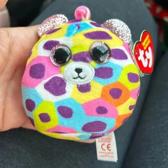 🦖💗NWT TY Squishy Beanies GISELLE THE LEOPARD CLIP 3” Mini plush Squish-a…Boos