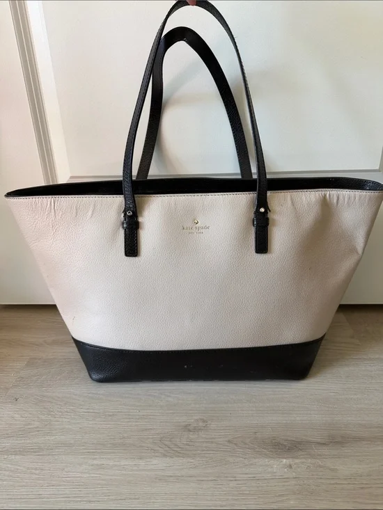 kate spade Black and Cream Leather Tote
