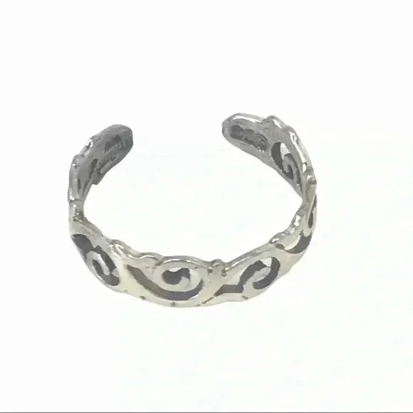 925 TOE RING XS STAMPED STERLING SILVER WAVES IN THE WIND ADJUSTABLE