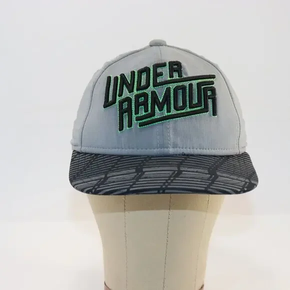 Under Armour Youth S/M Gray Cap‎ with Neon Green Logo & Pattern Brim