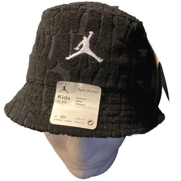 Kids Jordan Fuel Up Cool‎ Down Terrycloth Bucket Hat Black/white NWT