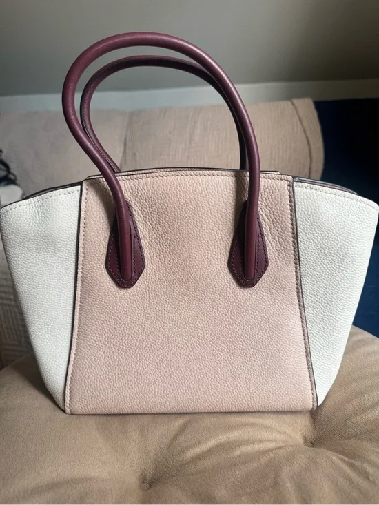 kate spade Two-Tone Pebbled Leather Tote in Blush, White and Burgundy