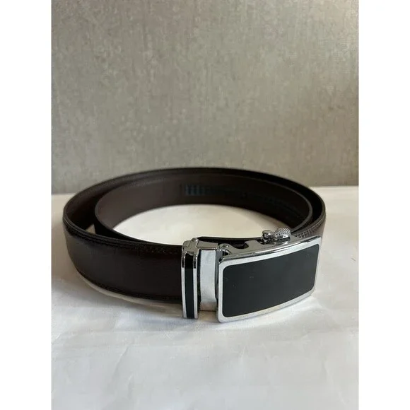 Men's Brown Belt with Silver Buckle Size 50