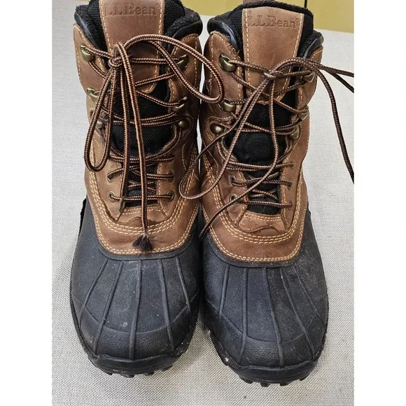 LL Bean Storm Chaser Boots Mens 10 Brown Waterproof Leather Duck Winter 0WR96 04