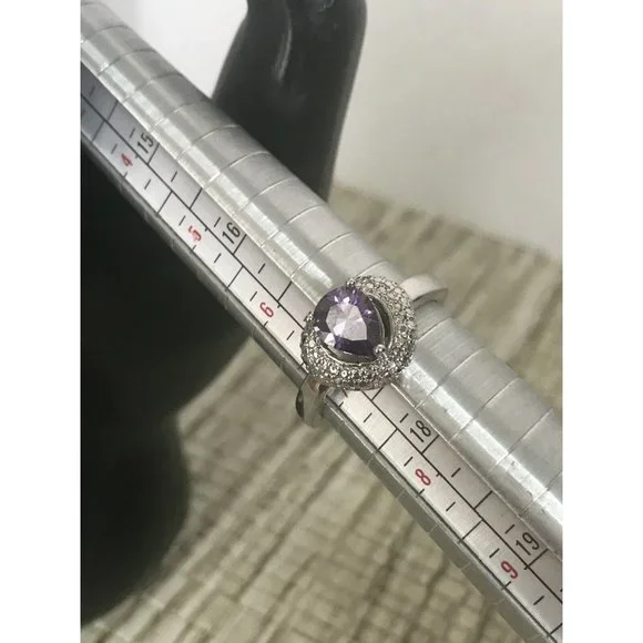 JS Lab Created Purple Stone Size 7 Rhodium‎ Plated PRETTY
