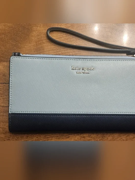 kate spade Light Blue and Navy Wristlet Wallet