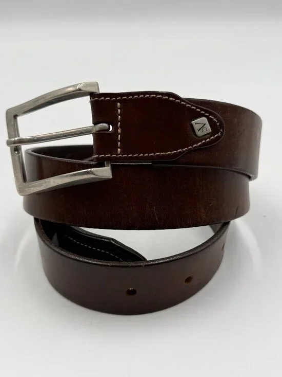 Arturo Calle Italian Leather Belt Size 40 Brown Silver Buckle 1.25