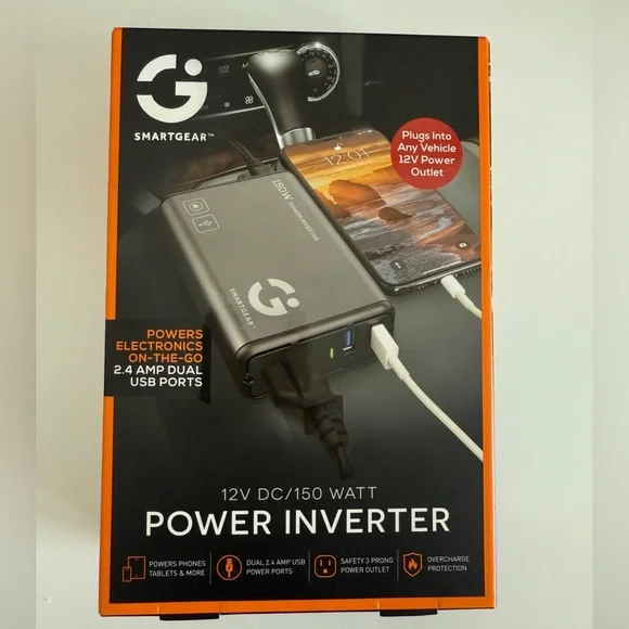 SmartGear‎ 150 Watt Power Inverter 12V DC Dual USB Ports Overcharge Protection