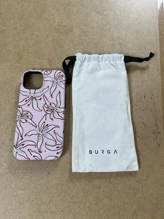 BURGA Dual-Layer Phone Case For Apple Pink Floral Polycarbonate With Pouch