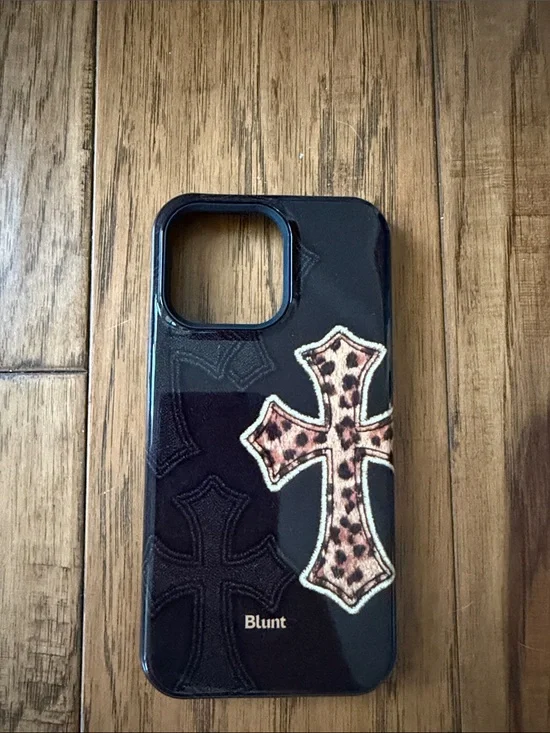 Black Leopard Cross mag safe iPhone 15 pro max Case