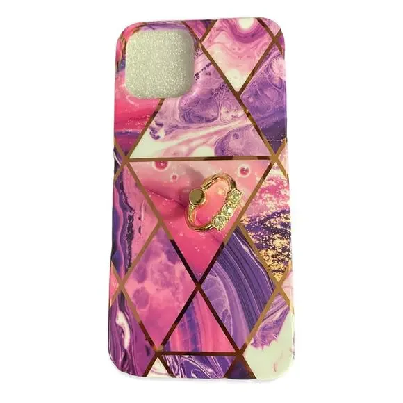 iPhone 12 Pro Max Marbleized Phone Case With Ring Hold Attached
