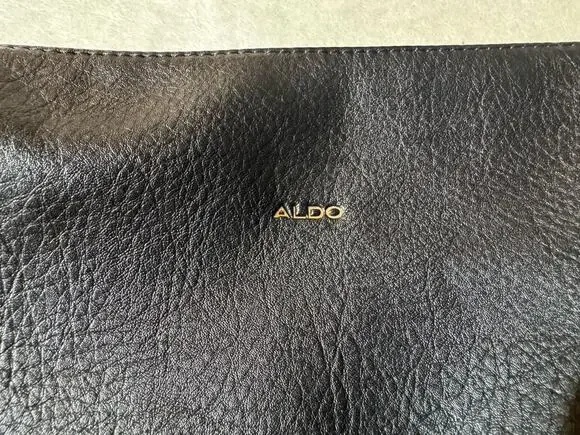 Aldo Leather Carrying Case Black Gold Zipper