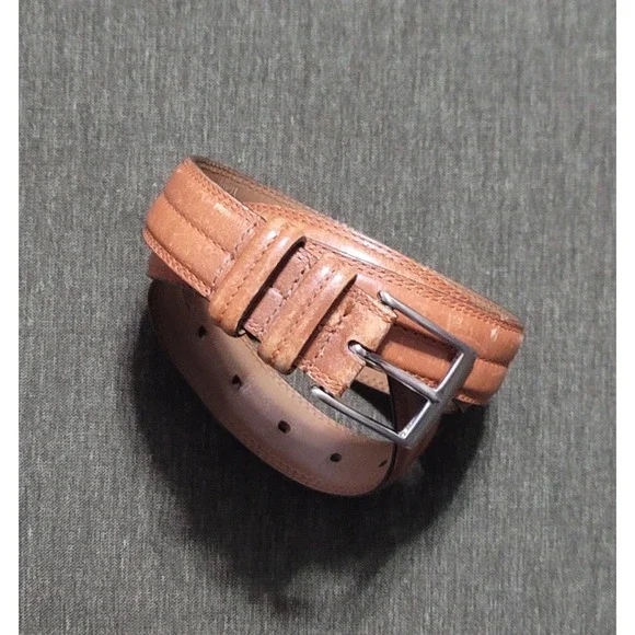 Allen Edmonds Men's Brown Solid Brass Buckle‎ 32564 Calfskin Belt Size 38 USA