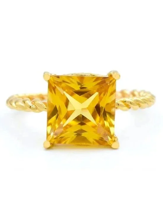 Genuine 3.85 Cts Yellow Topaz Ring Solid 10k Yellow Gold