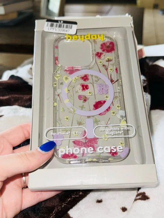 heyday Floral Clear MagSafe Phone Case for iPhone 15 Pro - Pink