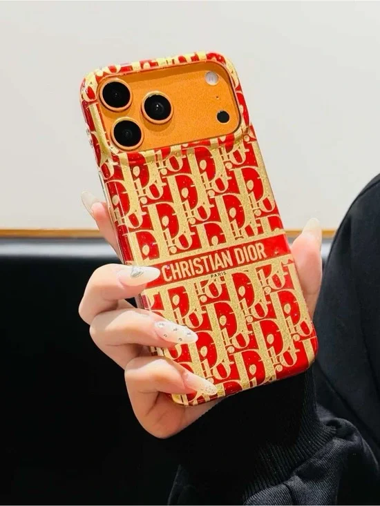 17 pro max  Red & Cream Monogram Phone Case