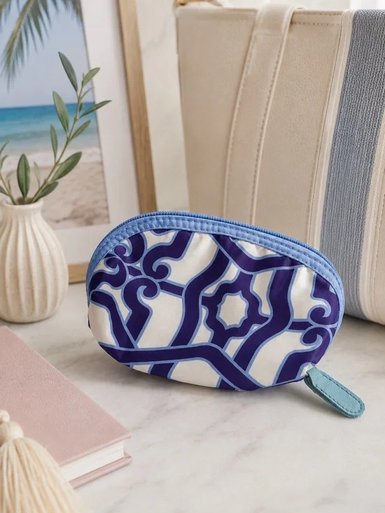 Sonia Kashuk Blue Purple Mediterranean Cosmetic Bag Zip Pouch Travel  NWOT