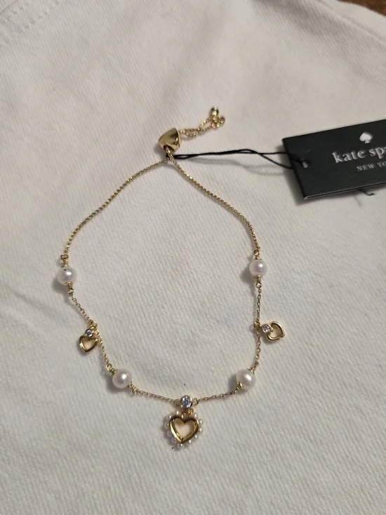 kate spade Gold Heart & Pearl Bracelet