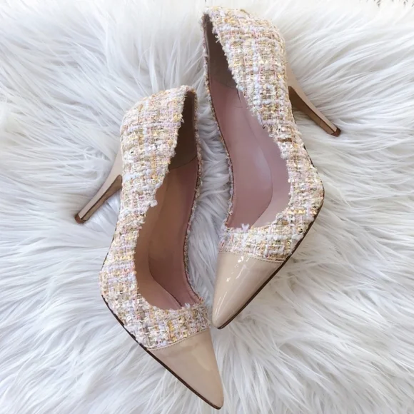 Kate Spade Lacy Tweed Heels 8.5 - Blush Pink Pastel