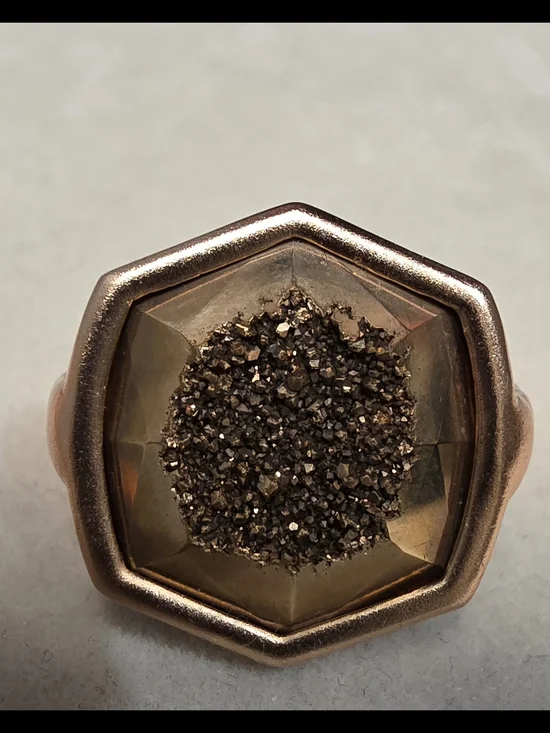 Kendra Scott Davis Hexagonal Rose Gold Druzy Statement Ring - OS M/L