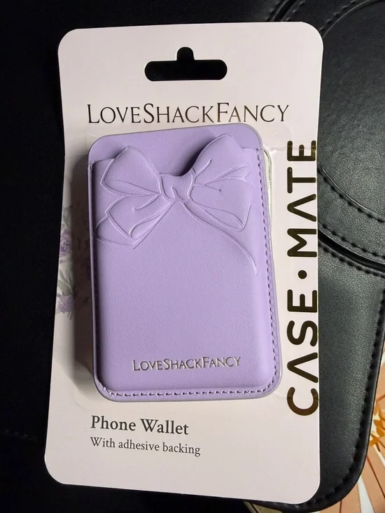 LoveShackFancy Lilac Bow Adhesive Phone Wallet Case