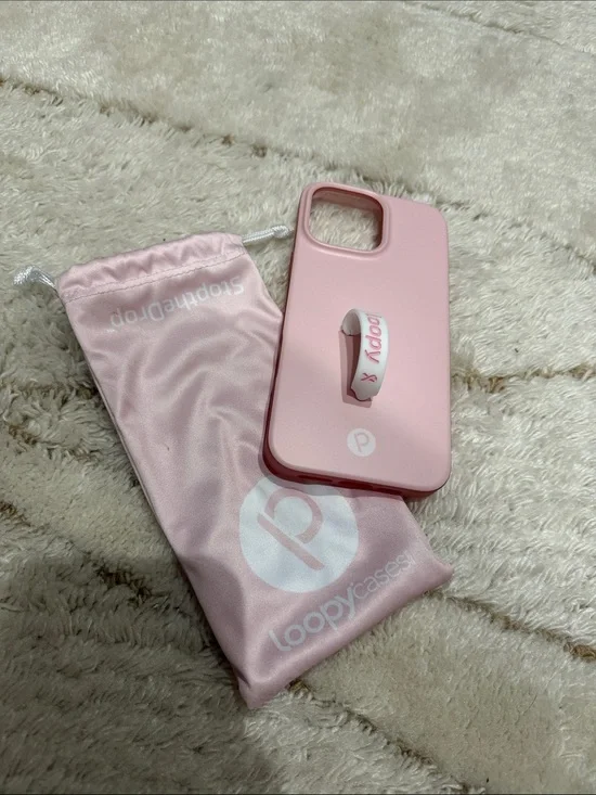 Loopy Case Pink iPhone Case with Matching Pink Loop and Pouch