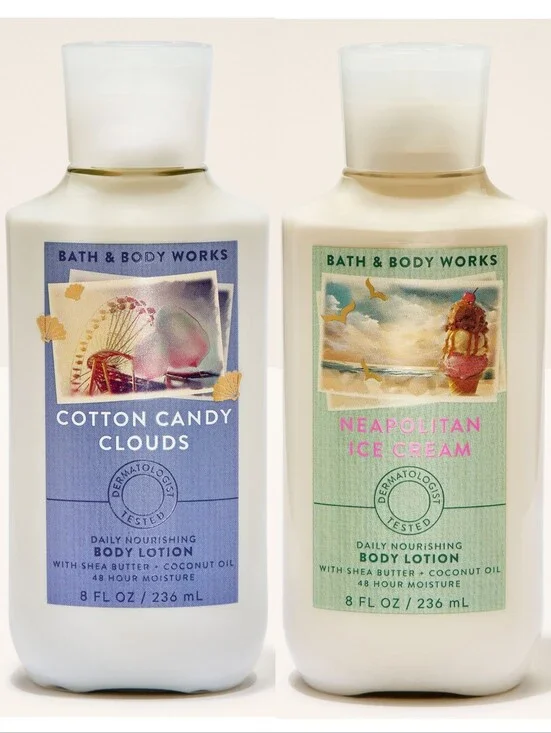 Bath & Body Works Cotton Candy Clouds & Neopolitan Ice Cream Fine Body Lotions