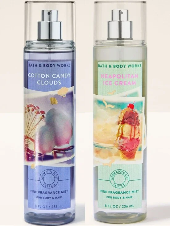Bath & Body Works Cotton Candy Clouds & Neopolitan Ice Cream Fine Fragrance Mist