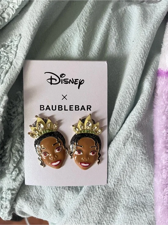 BaubleBar x Disney Princess Stud Earrings - Brown, Gold, Green