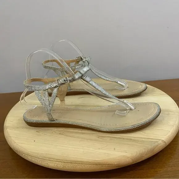 Kate Spade Andrea Women's Silver Bow Thong Sandals N6481 Size 9.5 Medium‎