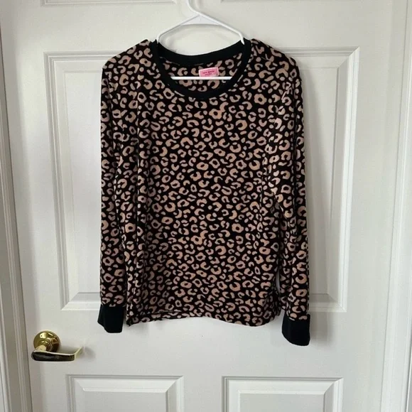 Kate Spade Leopard Velour Long Sleeve Top Size L