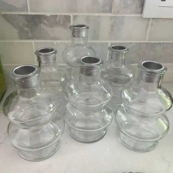 NWT Set of 6 Glass Bubble Candlestick Holders