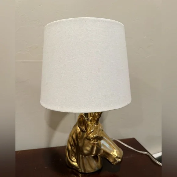 Unicorn gold finish table lamp with shade decor‎