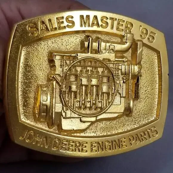 John Deere Engine Parts Sales Master 1995‎ Belt Buckle Gold Tone Tractor