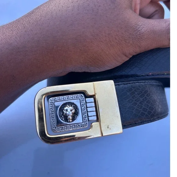 Vintage Lion Head V style Logo Clamp Buckle‎ belt Fits 1
