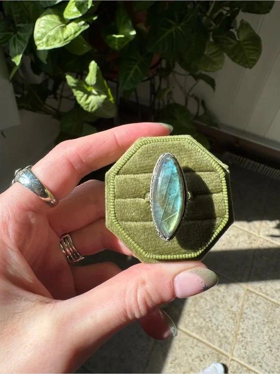 Marquise Labradorite Statement Ring 925