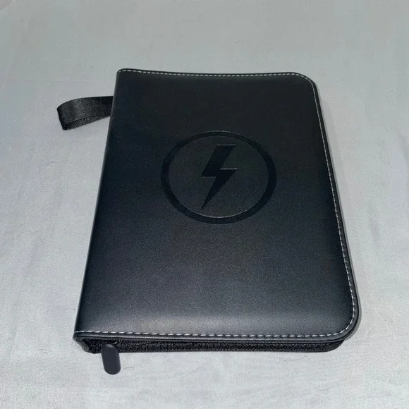 Black Lightning Bolt 4-Pocket Trading Card Binder Zippered 3-Ring Portfolio Case
