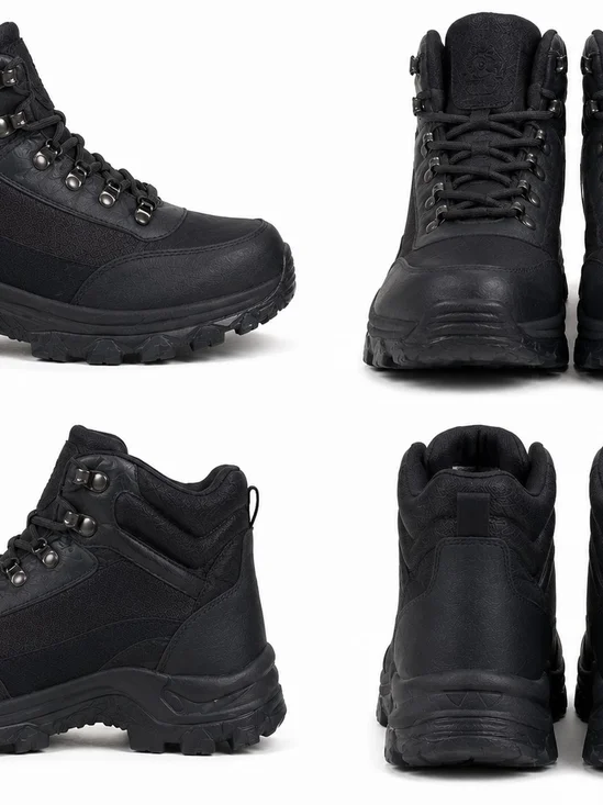 Men's Black Outdoor Work Boots - Rugged Lace-Up Support Size 8