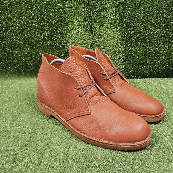 Clarks Originals Desert Boot Burnt Orange Leather Ankle Boots England Mens US 13