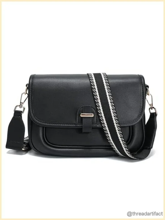 Faux Leather Crossbody Bag with Adjustable Strap and Pockets